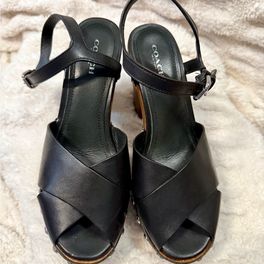 NWOT Coach Black Leather Heels